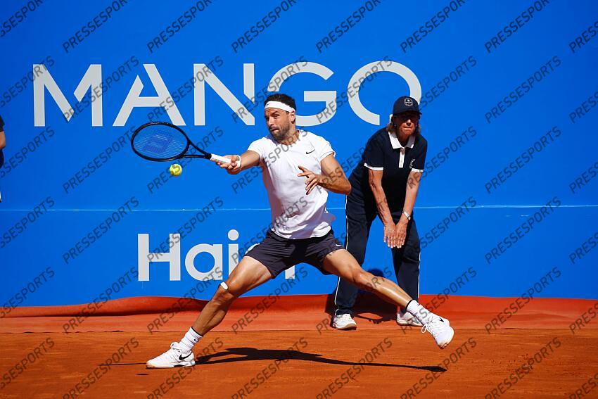 Grigor Dimitrov (BUL), APRIL19, 2023 - Tennis : Grigor Dimitrov during singles 2nd round match against Emilio Gomez on the Barcelona Open Banc Sabadell tennis tournament at the Real Club de Tenis de Barcelona in Barcelona, Spain. (Photo by Mutsu Kawamori/AFLO) Tennis : Barcelona Open Banc Sabadell 2023 