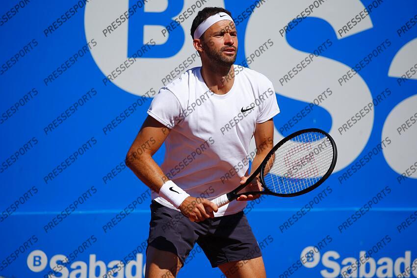 Grigor Dimitrov (BUL), APRIL19, 2023 - Tennis : Grigor Dimitrov during singles 2nd round match against Emilio Gomez on the Barcelona Open Banc Sabadell tennis tournament at the Real Club de Tenis de Barcelona in Barcelona, Spain. (Photo by Mutsu Kawamori/AFLO) Tennis : Barcelona Open Banc Sabadell 2023 