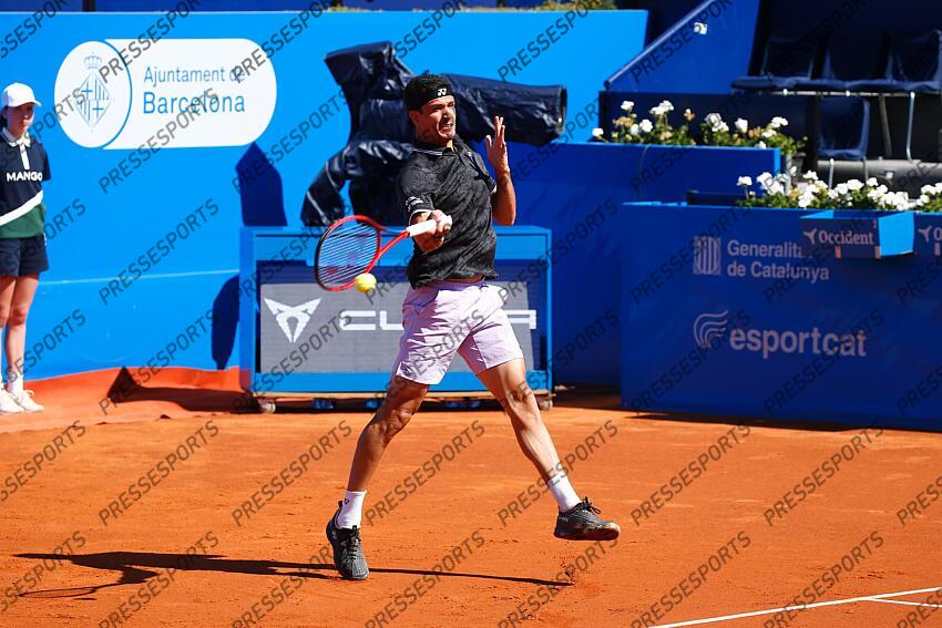 Emilio Gomez (ECU), APRIL19, 2023 - Tennis : Emilio Gomez during singles 2nd round match against Grigor Dimitrov on the Barcelona Open Banc Sabadell tennis tournament at the Real Club de Tenis de Barcelona in Barcelona, Spain. (Photo by Mutsu Kawamori/AFLO) Tennis : Barcelona Open Banc Sabadell 2023 