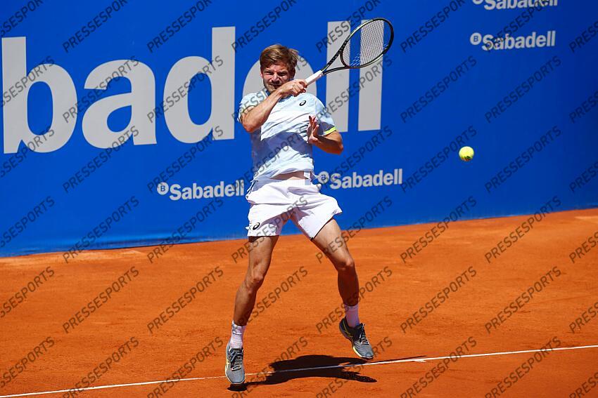 David Goffin (BEL), APRIL19, 2023 - Tennis : David Goffin during singles 2nd round match against Yoshihito Nishioka on the Barcelona Open Banc Sabadell tennis tournament at the Real Club de Tenis de Barcelona in Barcelona, Spain. (Photo by Mutsu Kawamori/AFLO) Tennis : Barcelona Open Banc Sabadell 2023 