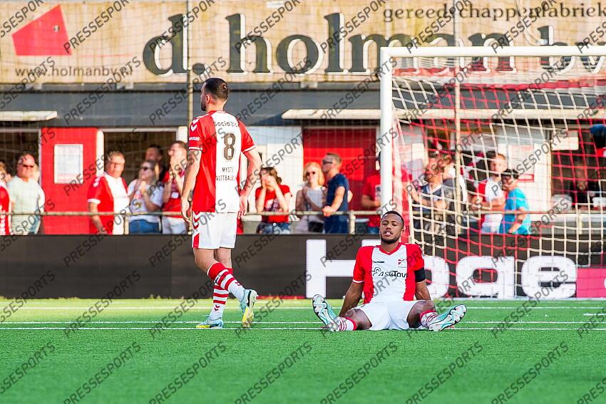 EMMEN - (lr) Lucas Bernadou of FC Emmen , Richairo Zivkovic of FC Emmen during the play-off promotion/relegation match between FC Emmen and Almere City FC at De Oude Meerdijk on June 11, 2023 in Emmen, Netherlands. ANP COR LASKER FC EMMEN-ALMERE CITY FC (1-2) 