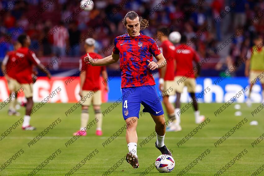 Caglar Soyuncu of Atletico de Madrid warms up during the spanish league, La Liga EA Sports, football match played between Atletico de Madrid and Granada CF at Civitas Metropolitano stadium on August 14, 2023, in Madrid, Spain. ATLETICO DE MADRID-GRENADE CF (3-1) 