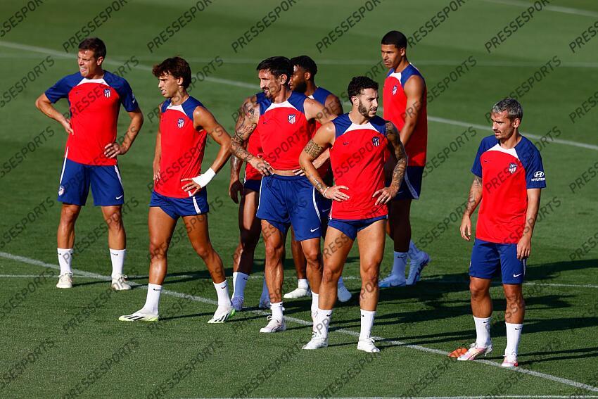 Mario Hermoso and Antoine Griezmann during the training day of Atletico de Madrid prior the first match of La Liga EA Sports at Ciudad Deportiva Wanda Atletico de Madrid on August 11, 2023, in Majadahonda, Madrid, Spain. ATLETICO DE MADRID-GRENADE CF (3-1) 