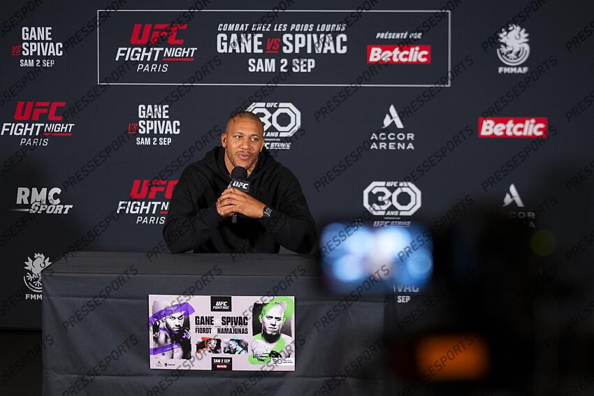 Ciryl Gane (FRA) pre-fight press conference at Pullman Bercy Hotel CONFERENCE DE PRESSE 