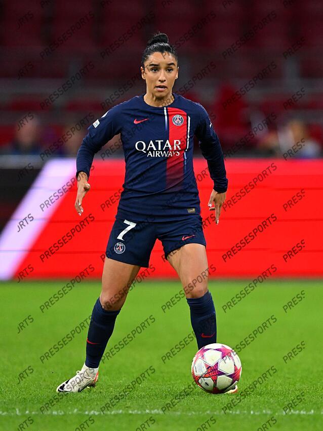 AMSTERDAM - Sakina Karchaoui of Paris Saint-Germain during the UEFA Women's Champions League Group C match between Ajax Amsterdam and Paris Saint Germain at the Johan Cruijff ArenA on November 15, 2023 in Amsterdam, Netherlands. ANP | Hollandse Hoogte | GERRIT VAN COLOGNE (F) AJAX AMSTERDAM-(F) PSG (2-0) 