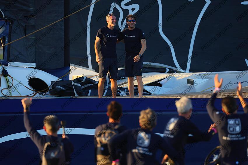 israel (erwan) caudrelier (charles) ARRIVEE TRANSAT JACQUES VABRE 2023 skippers : caudrelier (charles) israel (erwan) 