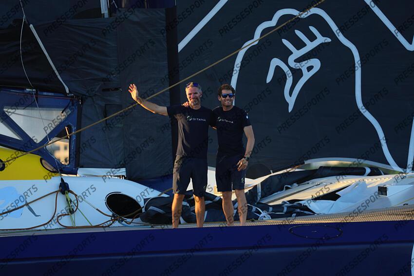 israel (erwan) caudrelier (charles) ARRIVEE TRANSAT JACQUES VABRE 2023 skippers : caudrelier (charles) israel (erwan) 