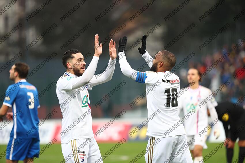 cherki (rayan) lacazette (alexandre) PONTARLIER-LYON (0-3) joie du 3-0 