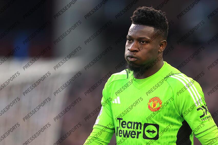 11th February 2024 - Premier League - Aston Villa v Manchester United - Manchester United goalkeeper Andre Onana looks dejected - Photo: Simon Stacpoole / Offside. ASTON VILLA-MANCHESTER UNITED (1-2) 