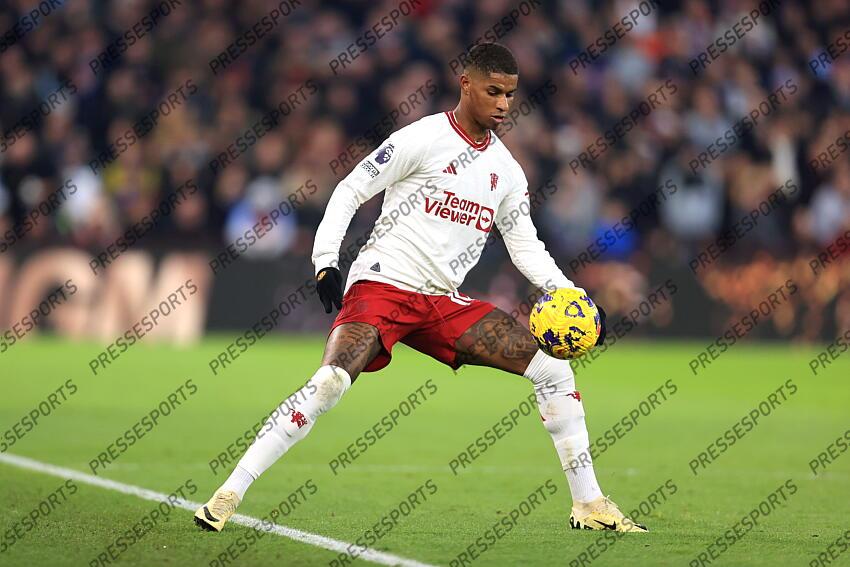 11th February 2024 - Premier League - Aston Villa v Manchester United - Marcus Rashford of Manchester United - Photo: Simon Stacpoole / Offside. ASTON VILLA-MANCHESTER UNITED (1-2) 