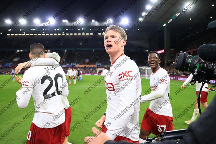 11th February 2024 - Premier League - Aston Villa v Manchester United - Scott McTominay of Manchester United celebrates after scoring their 2nd goal - Photo: Simon Stacpoole / Offside. ASTON VILLA-MANCHESTER UNITED (1-2) 