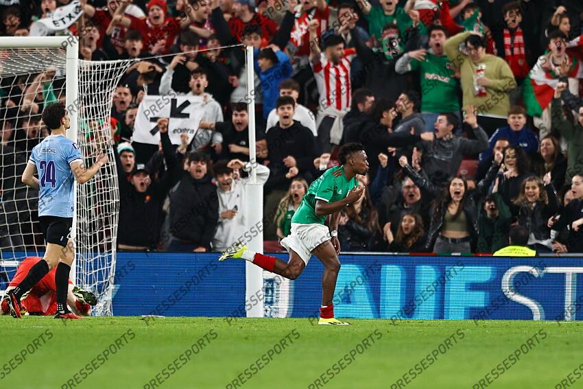 Alvaro Djalo (Basque), MARCH 23, 2024 - Football / Soccer : Djalo celebrate after his goal during International Friendly match between Basque 1-1 Uruguay at the San Mames Stadium in Bilbao, Spain. (Photo by Mutsu Kawamori/AFLO) PAYS BASQUE-URUGUAY (1-1) 