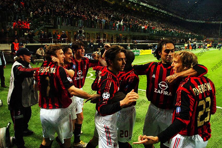 chevtchenko (andrei) inzaghi (filippo) kaka costacurta (alessandro) nesta (alessandro) ambrosini (massimo) MILAN AC-LYON (3-1) 1/4 Finale retour 