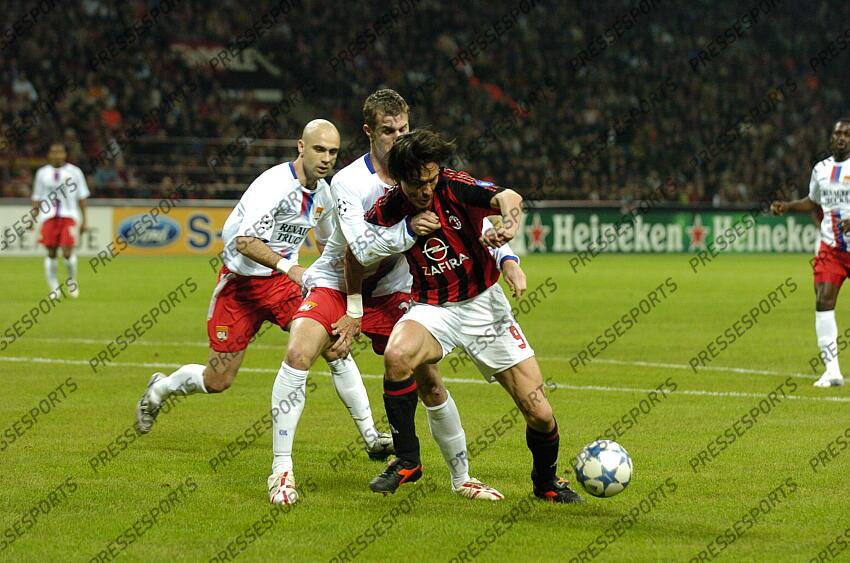 clerc (francois) inzaghi (filippo) MILAN AC-LYON (3-1) 1/4 retour 