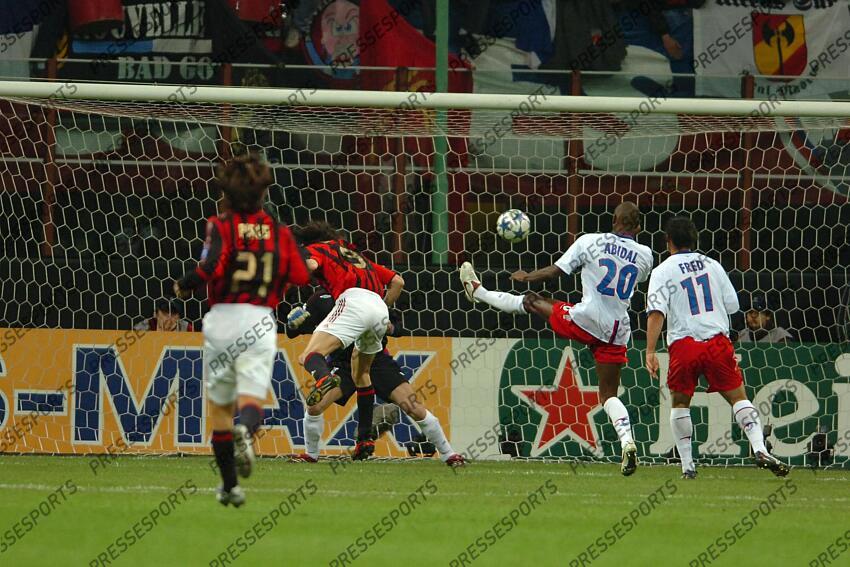 inzaghi (filippo) abidal (eric) fred MILAN AC-LYON (3-1) 1/4 Finale retour 1er but inzaghi 