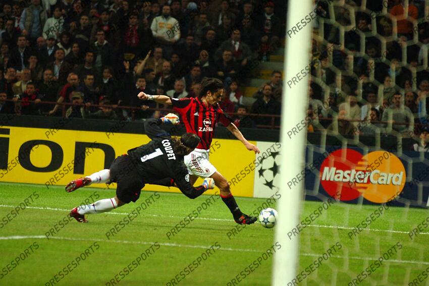 coupet (gregory) inzaghi (filippo) MILAN AC-LYON (3-1) 1/4 Finale retour 