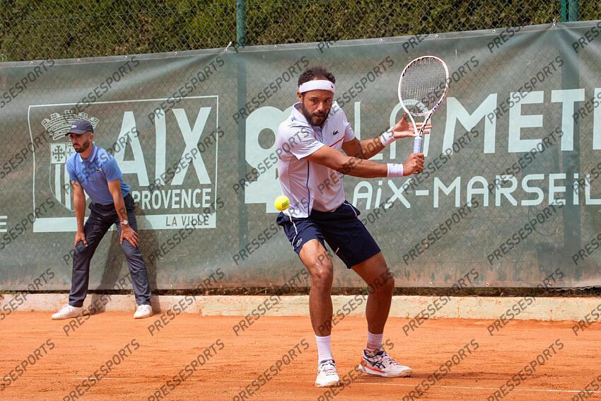 Tennis - 29/04/2024 - Valentin Lokoli of France loose at the first round of the Open Pays d'Aix of Aix-en-Provence, France, for the Challenger 250 ATP. OPEN PAYS D'AIX 