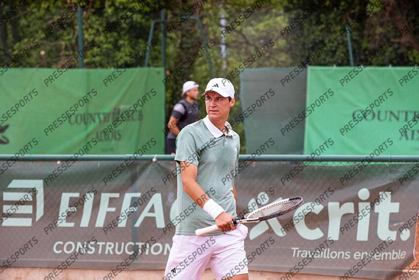 Gabriel Debru of France is disapointed after his loss at the first round of the Open Pays d'Aix, at Aix-en-Provence, France, for a Challenger ATP250. OPEN PAYS D'AIX 