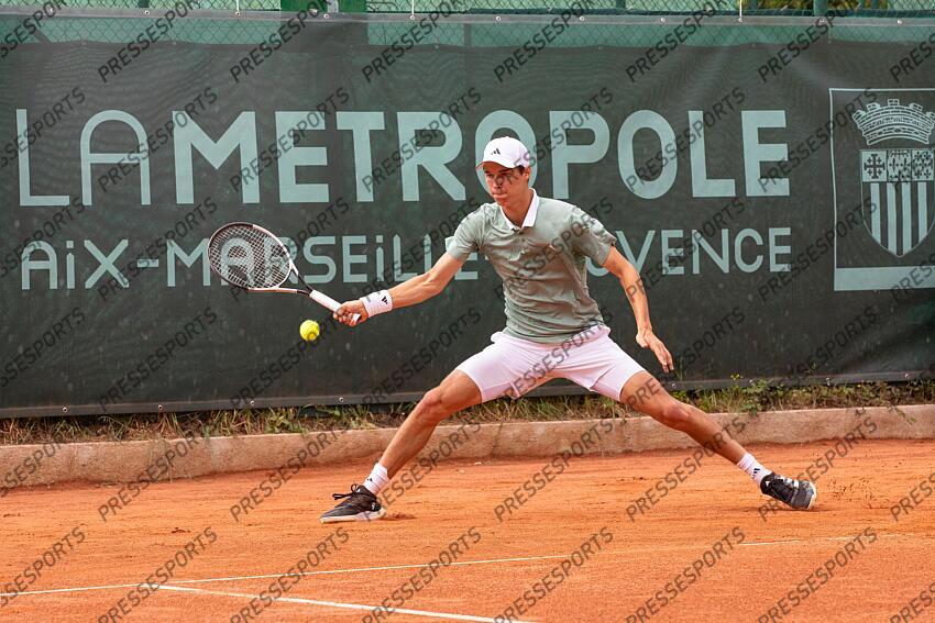 Gabriel Debru of France in action against Valentin Vacherot of Monaco during the Open Pays d'Aix, Challenger ATP250, the tournament of Aix-en-Provence, France, the 29/04/2024 OPEN PAYS D'AIX 