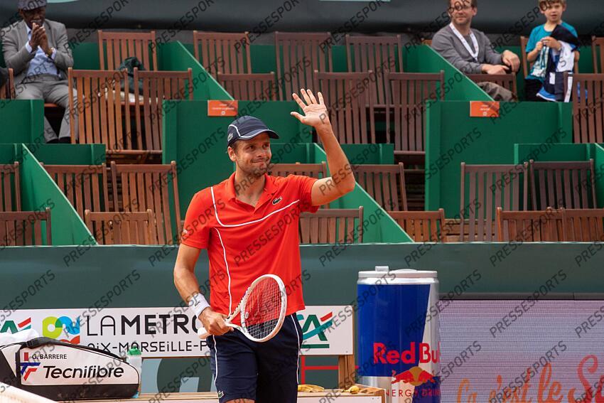 Tennis - 29/04/2024 - Gregoire Barrere from France, the only french player to pass the first round of the Open Pays d'Aix, at Aix-en-Provence, France, for a Challenger 175ATP. OPEN PAYS D'AIX 