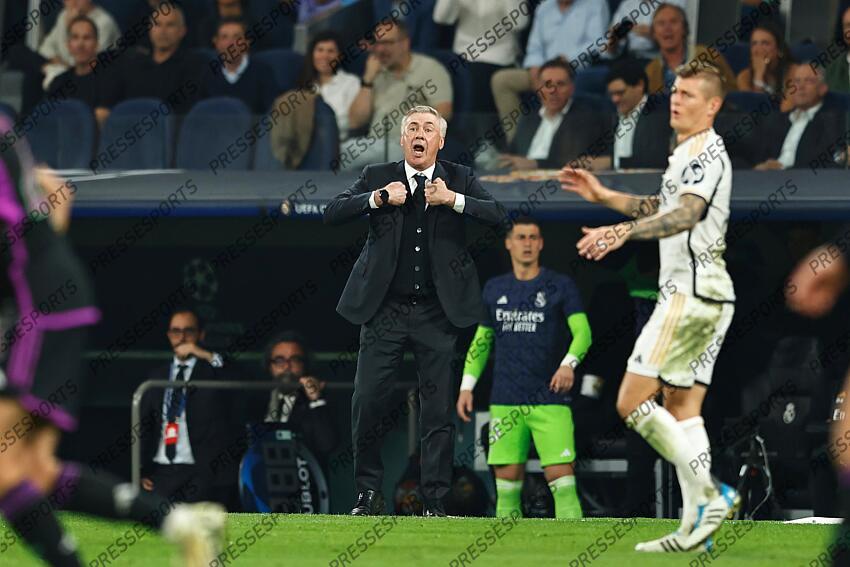 Carlo Ancelotti (Real), MAY 8, 2024 - Football / Soccer : UEFA Champions League Semi finals 2nd leg match between Real Madrid CF 2-1 FC Bayern Munchen at the Estadio Santiago Bernabeu in Madrid, Spain. (Photo by Mutsu Kawamori/AFLO) REAL MADRID-BAYERN MUNICH (2-1) 