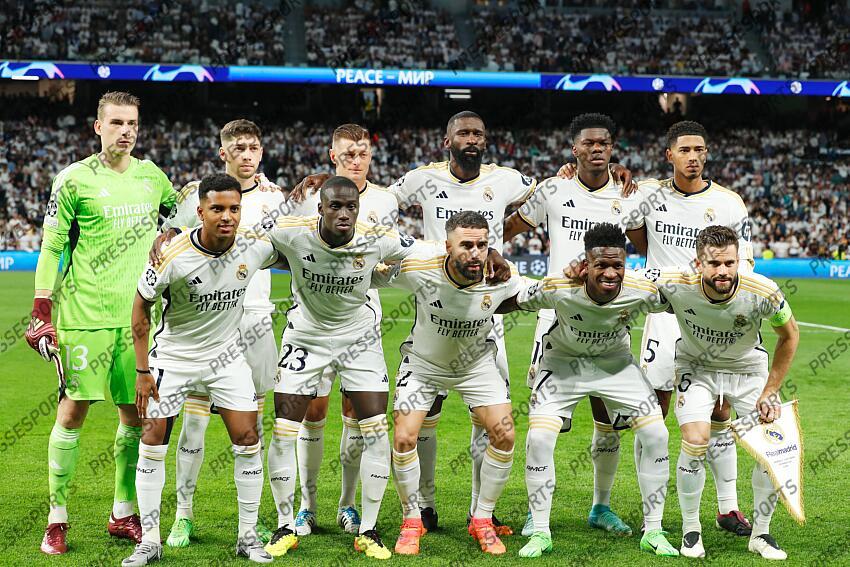 Real Madrid team group line-up (Real), MAY 8, 2024 - Football / Soccer : UEFA Champions League Semi-finals 2nd leg match between Real Madrid CF 2-1 FC Bayern Munchen at the Estadio Santiago Bernabeu in Madrid, Spain. (Photo by Mutsu Kawamori/AFLO) REAL MADRID-BAYERN MUNICH (2-1) 