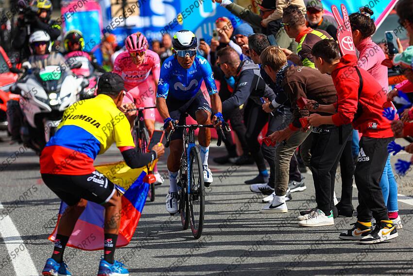 Giro d'Italia 2024 - 107th Edition - 15th stage Manerba del Garda - Livigno (Mottolino) 222 km - 19/05/2024 - Nairo Quintana (COL - Movistar Team) - Tadej Pogacar (SLO - UAE Team Emirates) - photo Luca Bettini/SprintCyclingAgency©2024 MANERBA DEL GARDA/LIVIGNO 