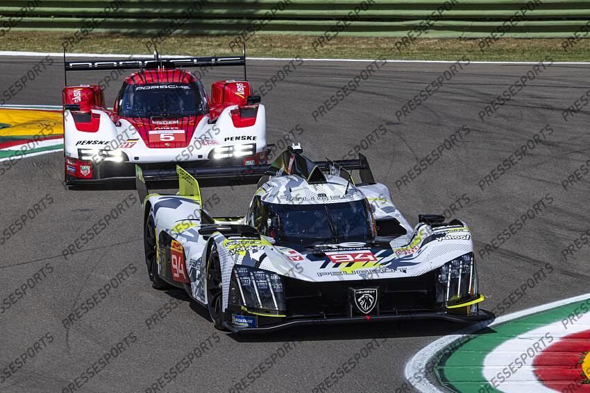 DUVAL Loic (FRA)-DI RESTA Paul (GBR)-VANDOORNE Stoffel (BEL), PEUGEOT 9X8 #94, CAMPBELL Matt (AUS)-CHRISTENSEN Michael (DNK)-MAKOWIECKI Frédéric (FRA), PORSCHE 963 #5, 6 HEURES IMOLA 2024 6 HEURES D'IMOLA 