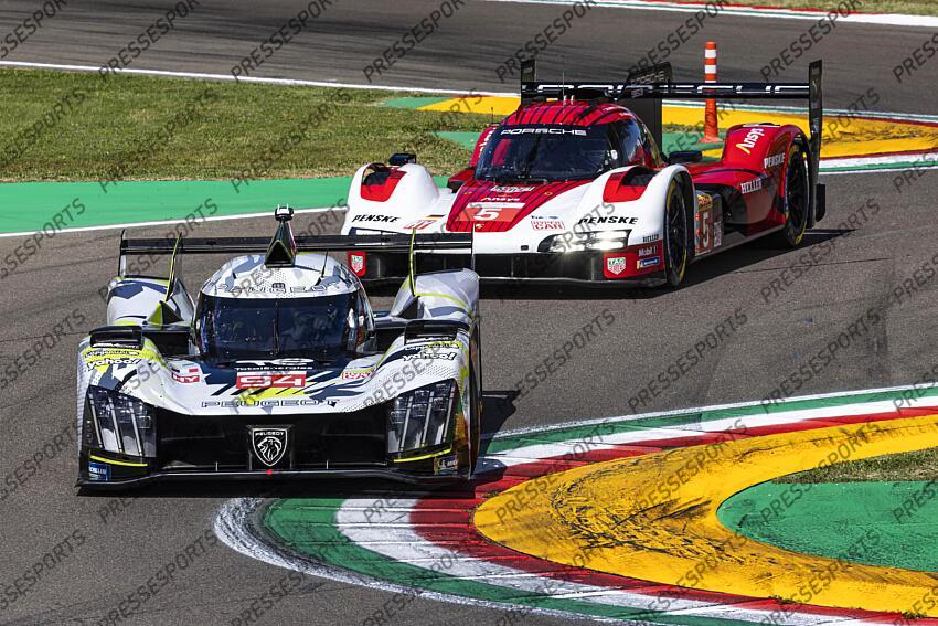 DUVAL Loic (FRA)-DI RESTA Paul (GBR), VANDOORNE Stoffel (BEL), PEUGEOT 9X8 #94, CAMPBELL Matt (AUS)-CHRISTENSEN Michael (DNK)-MAKOWIECKI Frédéric (FRA), PORSCHE 963 #5, 6 HEURES IMOLA 2024 6 HEURES D'IMOLA 