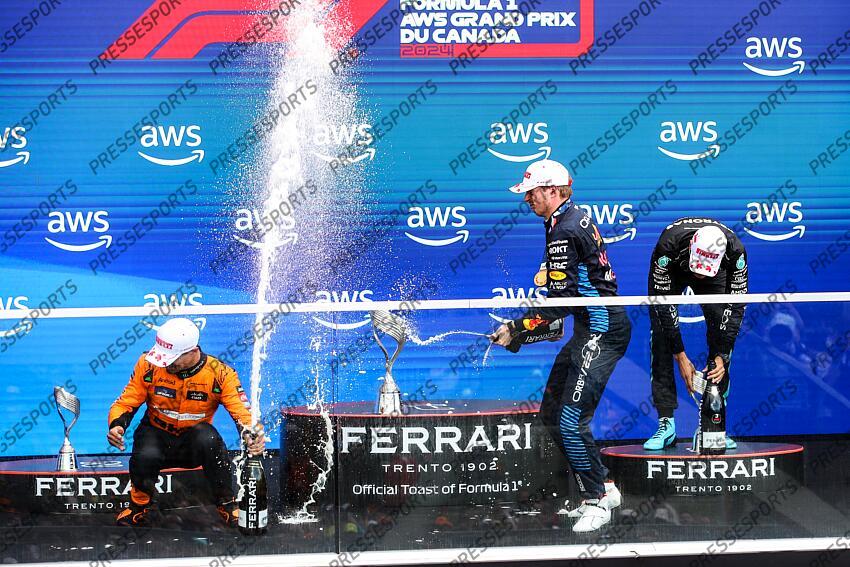 #4 Lando Norris (GBR, McLaren Formula 1 Team), #1 Max Verstappen (NLD, Oracle Red Bull Racing), #63 George Russell (GBR, Mercedes-AMG Petronas F1 Team), F1 Grand Prix of Canada at Circuit Gilles-Villeneuve on June 9, 2024 in Montreal, Canada. (Photo by HOCH ZWEI) GRAND PRIX DU CANADA 