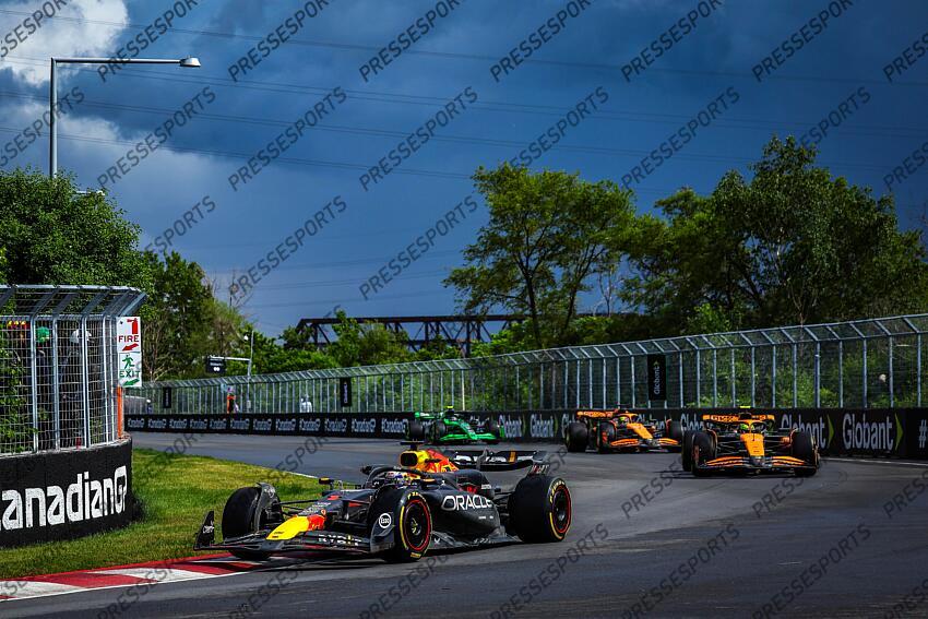 #1 Max Verstappen (NLD, Oracle Red Bull Racing), #4 Lando Norris (GBR, McLaren Formula 1 Team), #81 Oscar Piastri (AUS, McLaren Formula 1 Team), F1 Grand Prix of Canada at Circuit Gilles-Villeneuve on June 9, 2024 in Montreal, Canada. (Photo by HOCH ZWEI) GRAND PRIX DU CANADA 