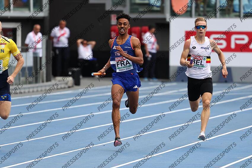 11 juin 2024 - Championnats Europe athletisme Rome 2024 - David SOMBE - 4x400 m - Serie CHAMPIONNATS D'EUROPE 