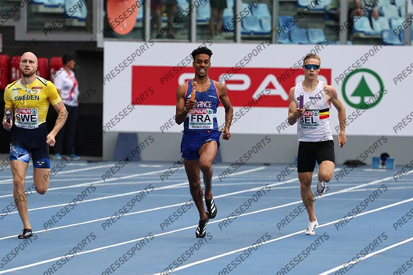 11 juin 2024 - Championnats Europe athletisme Rome 2024 - David SOMBE - 4x400 m - Serie CHAMPIONNATS D'EUROPE 