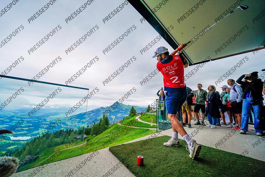 AUTRICHE, KITZBUHEL 27 JUIN: Cyprien Sarrazin of Team France durant une partie de golf sur la Streif, piste mythique de descente de Kitzbuhel le 27 juin 2024, en Autriche. (Photo by Michel Cottin/Agence Zoom) GOLF SUR LA STREIF 