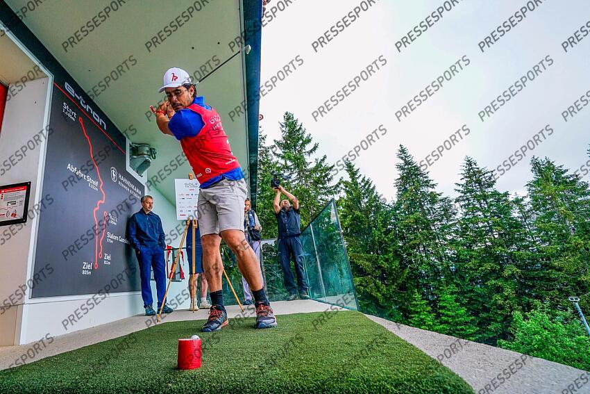 AUTRICHE, KITZBUHEL 27 JUIN: Johan Clarey of Team France durant une partie de golf sur la Streif, piste mythique de descente de Kitzbuhel le 27 juin 2024, en Autriche. (Photo by Michel Cottin/Agence Zoom) GOLF SUR LA STREIF 