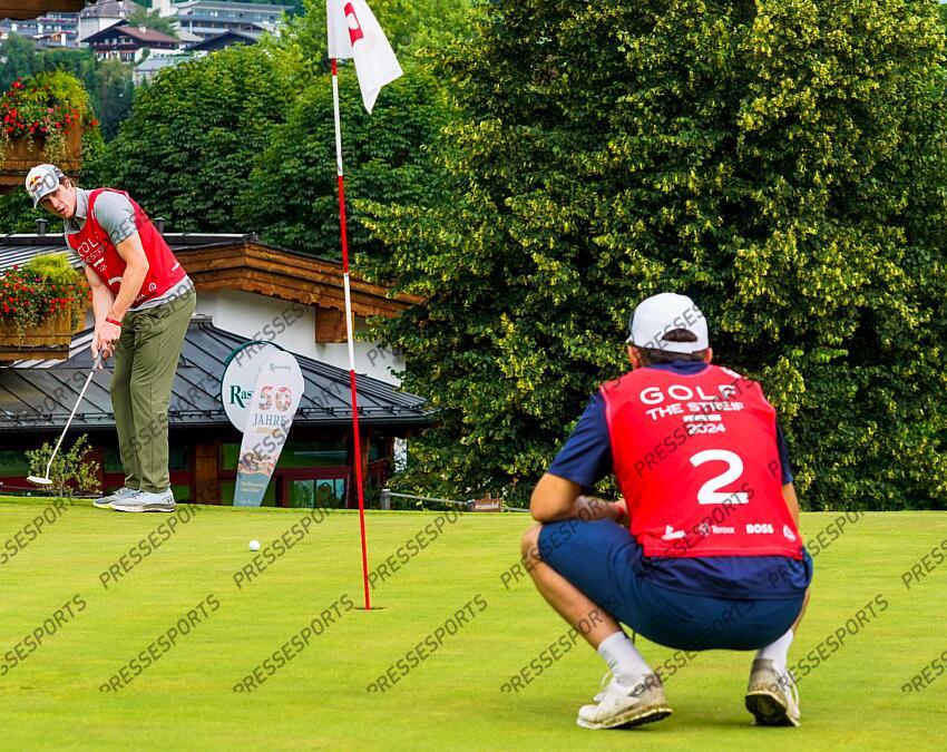 AUTRICHE, KITZBUHEL 27 JUIN: Clement Noel of Team France durant une partie de golf sur la Streif, piste mythique de descente de Kitzbuhel le 27 juin 2024, en Autriche. (Photo by Michel Cottin/Agence Zoom) GOLF SUR LA STREIF 