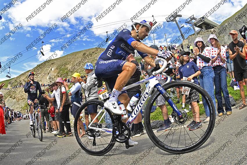TOUR DE FRANCE / ETAPE 14 / 13-07-2024 / PAU - ST LARY PLAT D'ADET / PHOTO BRUNO BADE / COL DU TOURMALET / LENNY MARTINEZ (FRA) GFC / PAU/ST LARY SOULAN PLA D'ADET 