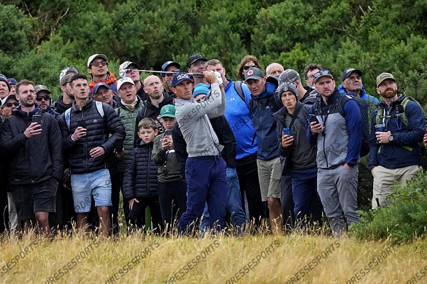 Jul 21, 2024; Ayrshire, SCT; Billy Horschel plays from the rough on the 12th hole during the final round of the Open Championship golf tournament at Royal Troon. Mandatory Credit: Jack Gruber-USA TODAY Sports PGA: The Open Championship - Final Round 