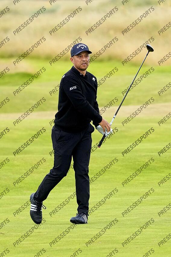 Jul 21, 2024; Ayrshire, SCT; Xander Schauffele plays from the fairway on the 16th hole during the final round of the Open Championship golf tournament at Royal Troon. Mandatory Credit: Jack Gruber-USA TODAY Sports PGA: The Open Championship - Final Round 
