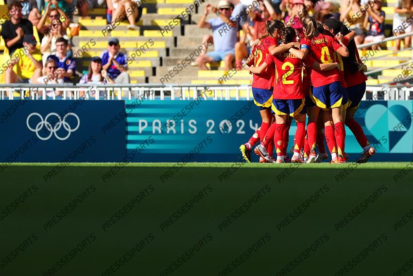 Spain team group (ESP), JULY 25, 2024 - Football/Soccer : Women's Group C match between Japan 1-2 Spain during the Paris 2024 Olympic Games at La Beaujoire Stadium in Nantes, France. (Photo by Naoki Morita/AFLO SPORT) ESPAGNE FEM-JAPON FEM (2-1) 