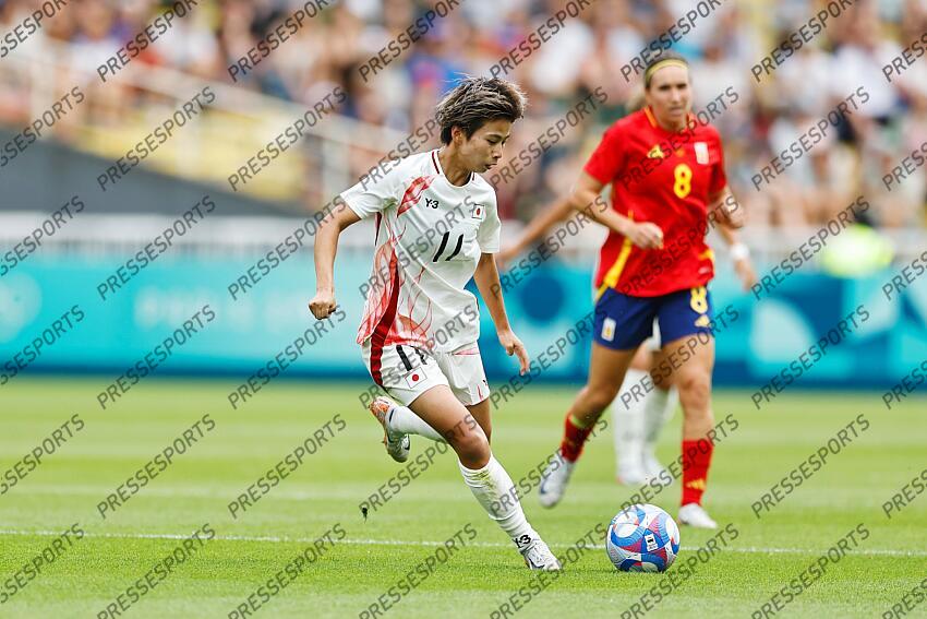 Mina Tanaka (JPN), JULY 25, 2024 - Football / Soccer : Paris 2024 Olympic Games Women's football Group C match between Spain 2-1 Japan at the Stade de la Beaujoire in Nantes, France. (Photo by Mutsu Kawamori/AFLO) ESPAGNE FEM-JAPON FEM (2-1) 