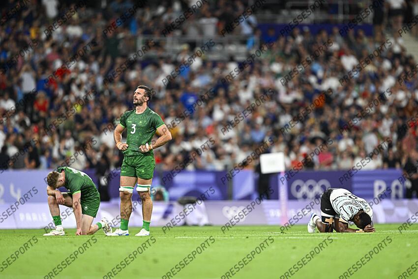 Harry McNulty during the Olympic Games Rugby Seven men’s match between Fiji and Ireland at Stade de France in Saint-Denis near Paris, France on July 25, 2024. SOIREE 25 JUILLET 