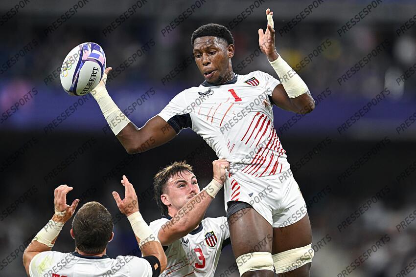 Aaron Cummings during the Olympic Games Rugby Seven men’s match between USA v Australia at Stade de France in Saint-Denis near Paris, France on July 25, 2024. SOIREE 25 JUILLET 