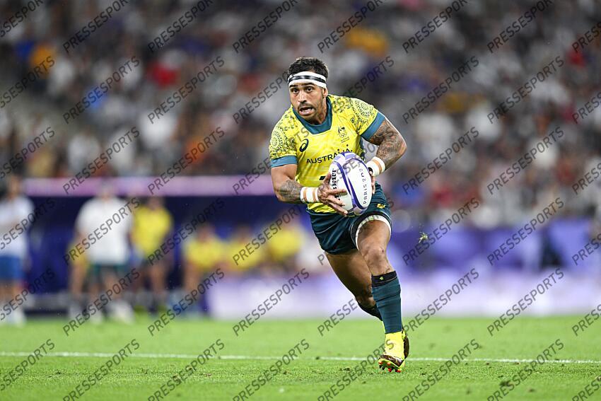 Maurice Longbottom during the Olympic Games Rugby Seven men’s match between USA v Australia at Stade de France in Saint-Denis near Paris, France on July 25, 2024. SOIREE 25 JUILLET 