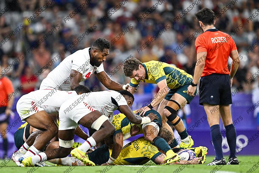 Ben Dowling during the Olympic Games Rugby Seven men’s match between USA v Australia at Stade de France in Saint-Denis near Paris, France on July 25, 2024. SOIREE 25 JUILLET 