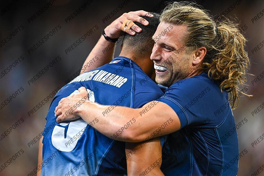 Stephen Parez and Aaron Grandidier Nkanang during the Olympic Games Rugby Seven men’s match between France v Argentina at Stade de France in Saint-Denis near Paris, France on July 25, 2024. SOIREE 25 JUILLET 