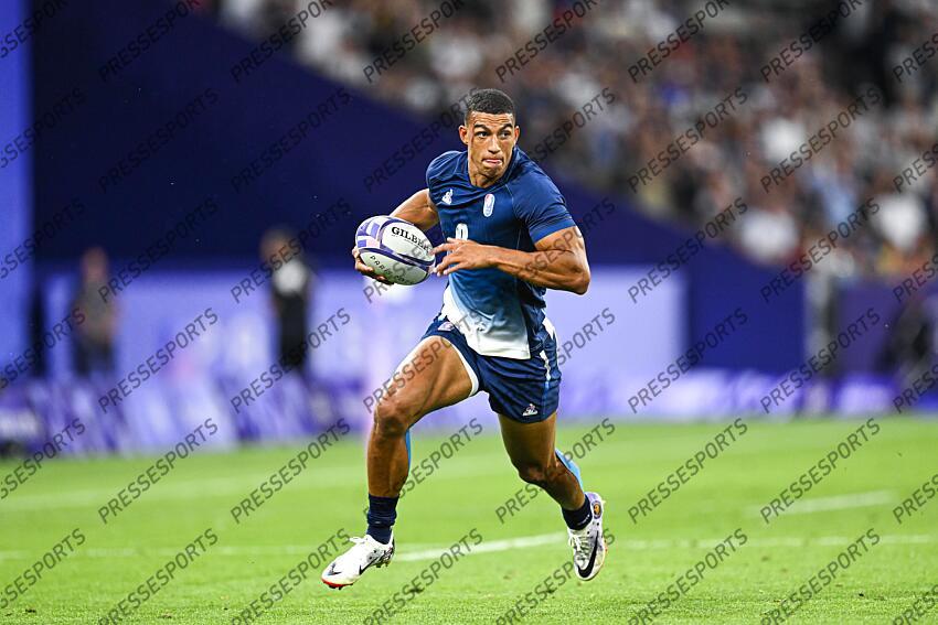 Aaron Grandidier Nkanang during the Olympic Games Rugby Seven men’s match between France v Argentina at Stade de France in Saint-Denis near Paris, France on July 25, 2024. SOIREE 25 JUILLET 