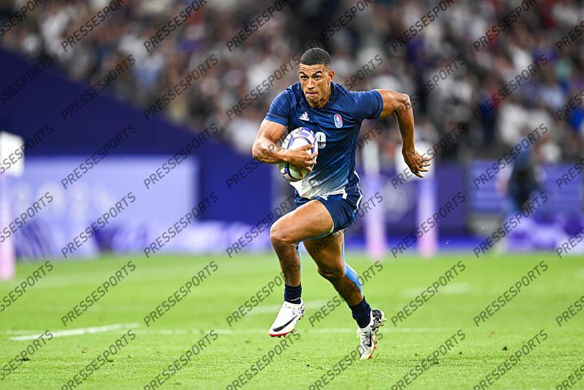 Aaron Grandidier Nkanang during the Olympic Games Rugby Seven men’s match between France v Argentina at Stade de France in Saint-Denis near Paris, France on July 25, 2024. SOIREE 25 JUILLET 