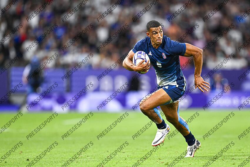 Aaron Grandidier Nkanang during the Olympic Games Rugby Seven men’s match between France v Argentina at Stade de France in Saint-Denis near Paris, France on July 25, 2024. SOIREE 25 JUILLET 
