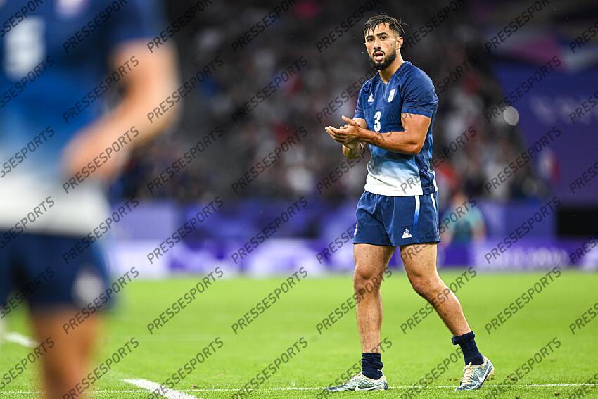 Rayan Rebbadj during the Olympic Games Rugby Seven men’s match between France v Argentina at Stade de France in Saint-Denis near Paris, France on July 25, 2024. SOIREE 25 JUILLET 